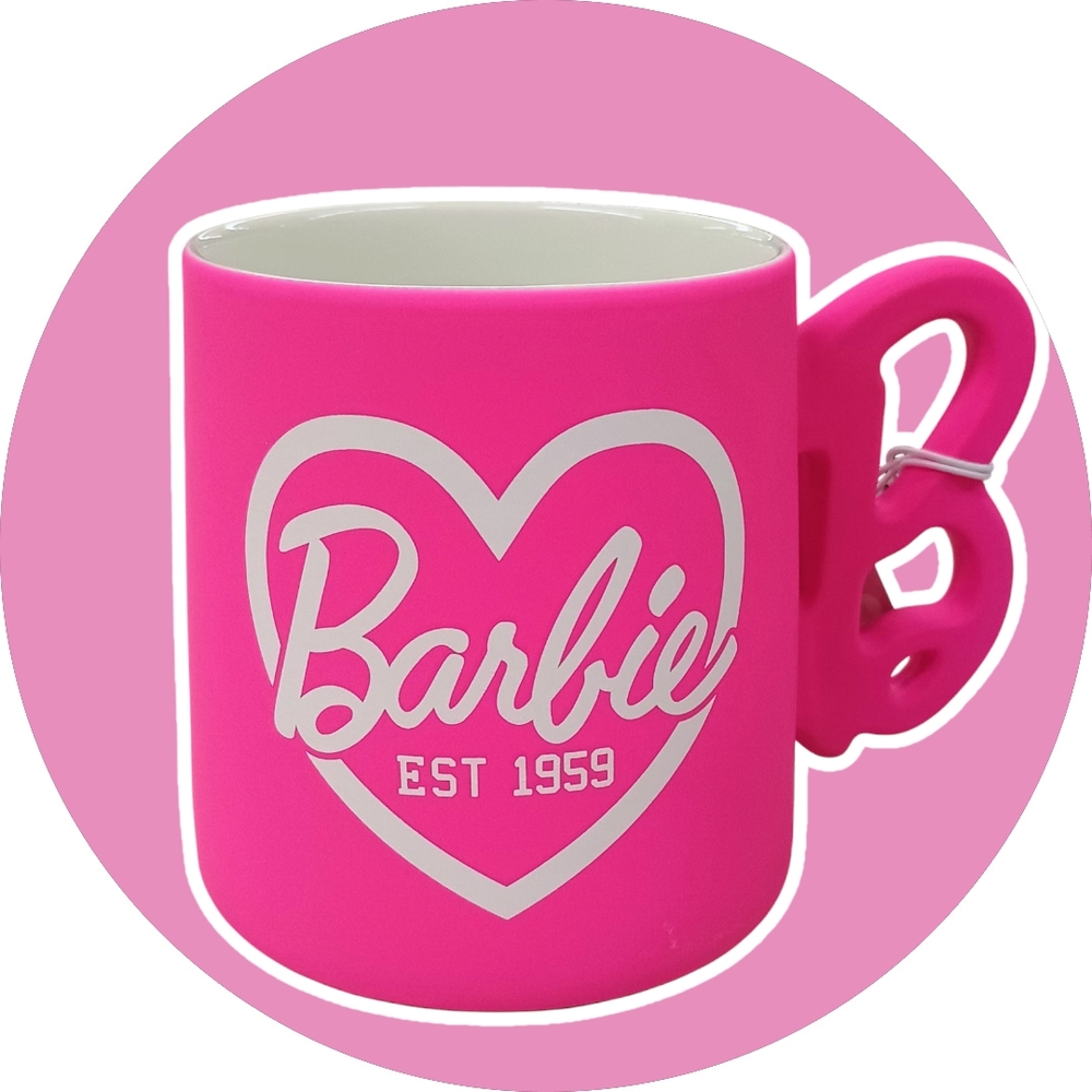 RARE Barbie Hot Pink Ceramic Mug | Iconic “B” Handle | 21 oz | Limited Edition